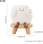 EOBTAIN Cute Smily Face Planter Pot Head Unique Sit Bench Succulent Pots Flower Cactus Pots with Drainage Holes Resin Planters Decorative Pots for Plants Indoor Garden,Gifts for Plant Lovers