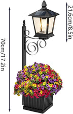 Solar Floor Lamps with Planter (2-in-1 Design), Solar Lamp Post Light with Planter with Posts, Ground Stakes, Planters, & Wall Mount Hardware, Outdoor Lights for Patio, Porch, Deck, Yard (Black)