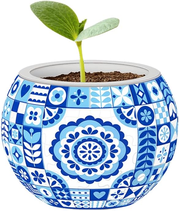 PieceRelax 3D Puzzle Planter 80 Pieces - Flower Pot - Danish Folklore Style, for Mom, Home Decor Flower Pots for Indoor Cactus, Succulents Pots [K1117]