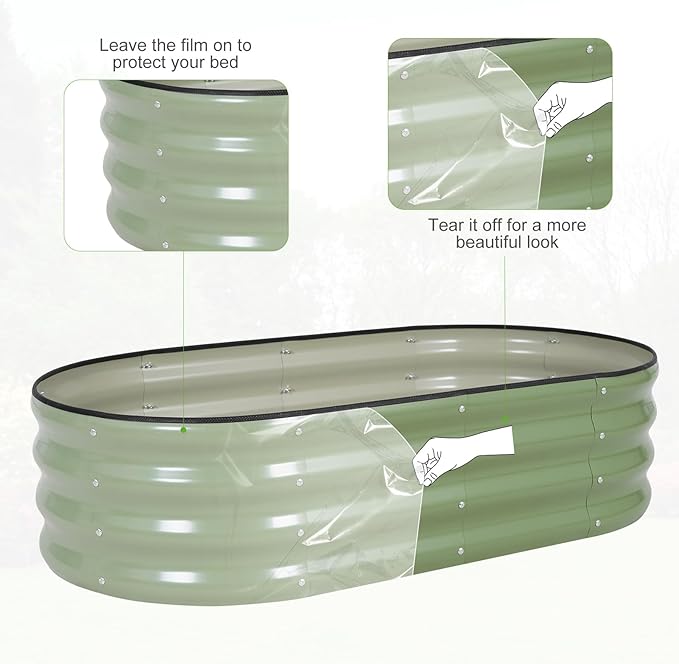 Galvanized Raised Garden Bed Outdoor- Raised Beds for Gardening| Metal Planter Box, Steel Raised Garden Bed Kit with Safety Edging and Gloves for Vegetables, Flower, Herbs (4x2x1FT, Green)