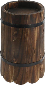 MY MIRONEY Wooden Barrel Planter Vintage Style Wood Bucket Rustic Garden Flower Plant Pots Container, Wave Mouth, 5.63" x 8.86"