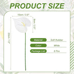 uxcell 8Pcs 11inch Artificial Anthurium Lily Flowers, Permanent Flower Bouquet for Home Arrangements Wedding Festival Decoration Crafts Store Decor Accessories, White