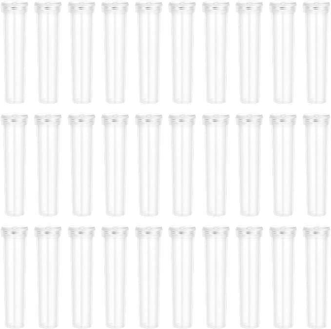 Vials for Flower Arrangements 2.8 Inch Floral Water Tubes Plastic Floral Vials with Caps (Clear, 30 Pack)