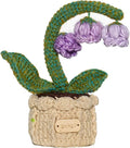 Handmade Crochet Potted Plant – Purple Lantern Flower Bonsai, Realistic Linen Cotton Craft, Desktop Fake Succulent Cactus Gift for Home Office Decor, 2.4"x2.4"x5.9"