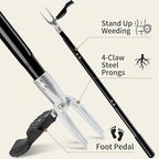 Stand Up Weed Puller Tool, 4-Claw Steel Head Heavy Duty Weeder, Adjustable Long Handle Garden Weeding Tool for Effortless Weed Removal Without Bending Kneeling Pulling