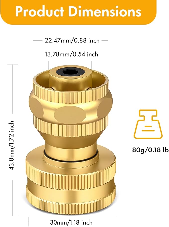 Twinkle Star Brass Hose Nozzle 3 Pack, 3/4 Inch Upgraded Heavy Duty Brass Power Nozzles, Adjustable Twist Pressure Sprayer for Garden, Patio