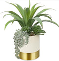 Hollyone Large Artificial Succulents Plants Faux Succulents 12" Fake Succulent Plants in Gold Ceramic Pot Succulent Plant for Desk Modern Home Living Room Office Table Bathroom Decor