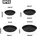 4 Size Round Plant Saucer,8 Pack Pant Pot Trays, Plant Saucers for Indoors and Outdoors, Seed Starting Tray, Growing Trays,Black（4",5",6",8"）