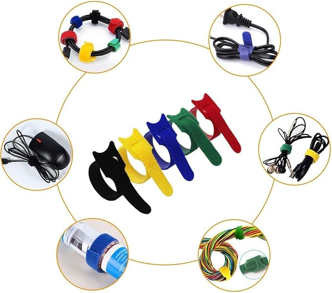 California JOS 60 PCS 6 Inches Colorful Reusable Cable Ties, Wire Ties, Cord Organizer, Cable Organizer, Adjustable Cable Management