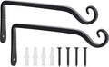 FEED GARDEN Wall Hooks for Hanging Plants 10 Inch - 2 Pack Heavy Duty Metal Plant Brackets, Holds 48 lbs, Rust Resistant Black L-Shape Hooks for Indoor Outdoor Decor