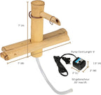 Bamboo Accents 7" Adjustable Bamboo Fountain Kit with Pump – Compact Zen Water Feature for Bowls, Basins & Small Gardens, Indoor/Outdoor (Container Not Included)