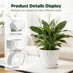 Plant Pots, Self Watering Planters with Drainage Holes and Trays, Flower Pots for Indoor Outdoor - 6 Pack(4/5/6/6.5/7/8 Inch) (White)