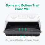 [Thick Plastic] 5-Set Strong Seed Starter Trays with 5" Humidity Domes for Seed Starting, Germination, Seedling Propagation & Plant Growing, Holds 240 Cells in Total