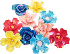 10 PCS 3D Flower Ceramic Tiles,1.6" Handmade Procelain Ceramic Flowers for Artwork,Fish Tank,Vases,Living Room, Dining Table,Office, Home Floral Decor (Double-Flowered Iridescent Mix Color)