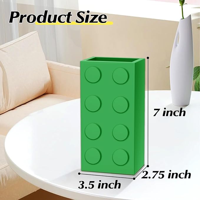 Vase for Lego 10347 10280 10328 Flowers, for Lego Flower Bouquet Building Set,Display Stand for LegoRoses Cherry Blossom Sunflower Tulips Daffodils Lotus-Gift for Lego Flowers Lover(vase only)-Green