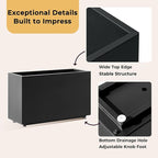 Outdoor Metal Planter Box 26Wx10Dx16H, Large Rectangular Trough Planters, Easy 5-Min Assembly, Modern Plant Container with Drainage Holes, Heavy Duty, Weather Resistant, Black