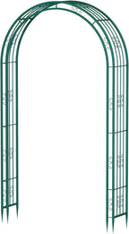 Arbuxzuy 102in Steel Garden Arch Arbor Trellis for Climbing Plants Outdoor,Yard,Wide Sturdy Durable Garden Arch for Lawn,8.5ft Climbing Plants Decorative Wire Lattice,Outdoor Wedding Arch(Green)