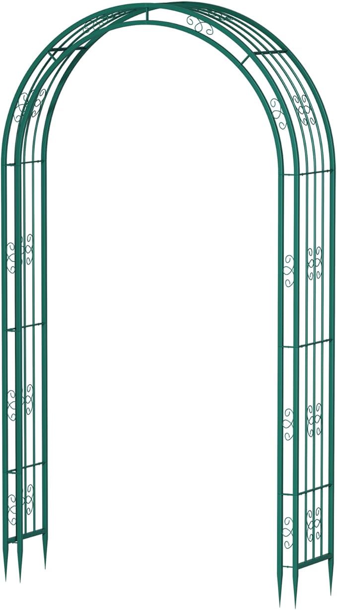 Arbuxzuy 102in Steel Garden Arch Arbor Trellis for Climbing Plants Outdoor,Yard,Wide Sturdy Durable Garden Arch for Lawn,8.5ft Climbing Plants Decorative Wire Lattice,Outdoor Wedding Arch(Green)