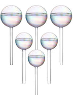 Tomorotec Iridescent Glass Self Watering Globes 6-Pack (3 Large+3 Small), Decorative Hand-Blown Rainbow Glass Watering Bulbs, Automatic Irrigation for Indoor & Outdoor Plants, Easy to Use and Maintain