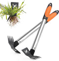 NICOFPHY Weed Puller Tool 2 Pack, 2 in 1 Manual Weeding Rake and Garden Hoe, 17" Uprooting Weeder Remover Tool for Yard Lawn Patio and Garden, Portable Gardening Hand Tools for Veggies Flower Planting