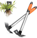 NICOFPHY Weed Puller Tool 2 Pack, 2 in 1 Manual Weeding Rake and Garden Hoe, 17" Uprooting Weeder Remover Tool for Yard Lawn Patio and Garden, Portable Gardening Hand Tools for Veggies Flower Planting