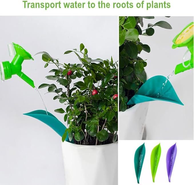 15 Pcs Leaf Plant Watering Devices Leaflow Design Plant Pot Watering Funnel for Outdoor Indoor 3 Color Leaf Watering Funnel