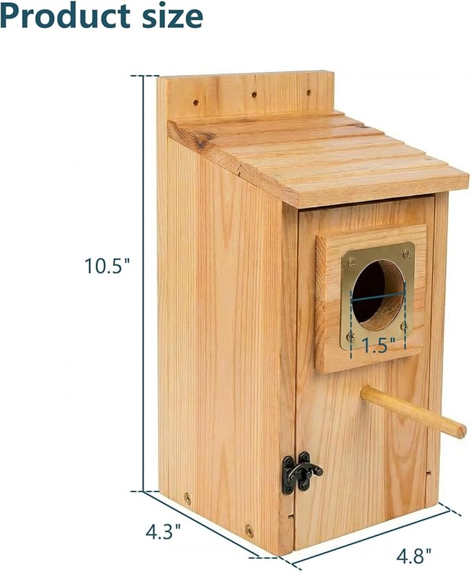 Bird Houses for Outside Clearance with Copper Guard, Pine Bird House Outdoor, Bluebird Finch Swallow Wren Chickadee No Assembly Required, 1 Pack