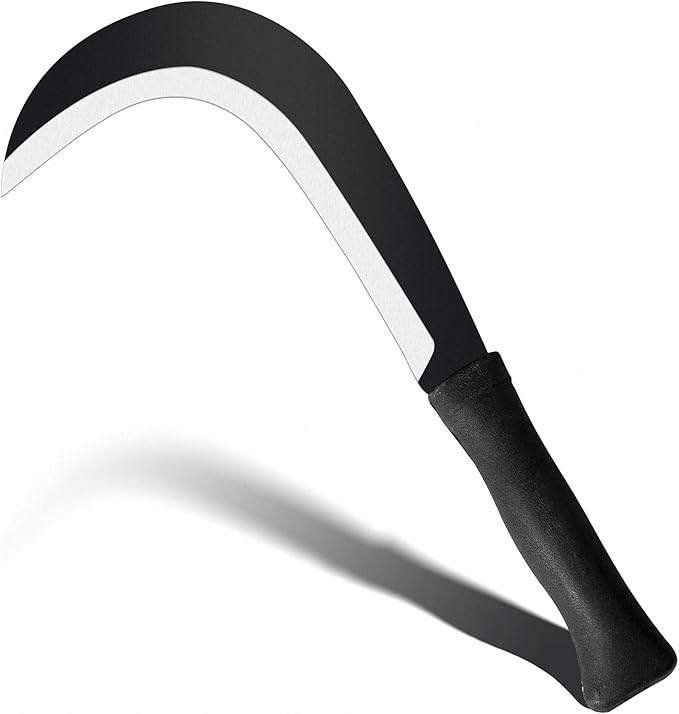 Billhook Sickle Garden Tools Machete Knife Brush Clearing Sickle Machete with Carbon Steel Blade Sickle Knife Billhook Machete Sickle for Grass, Harvest, Weeding Sickle Machete