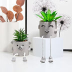 Zerzsy Fake Desk Plants in Cement Pots, Faux Plant Succulents Shelf Decorations, Funny Artificial Succulent Plants for Office Desk Decor, Cubicle Accessories - Set of 2