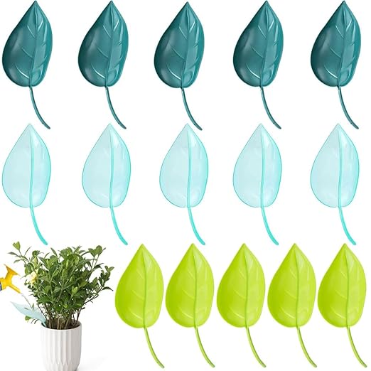 leaflow Plant Pot Watering Funnel,3 Color Leaf Plant Watering Devices,Plant Watering Funnel ，for Indoor and Outdoor Plants(15Pcs)