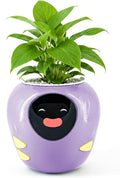 Plantbot Upgraded Large Smart Flower Pot Pet Planter Robot with Artificial Intelligence, Time Temperature Display, and Numerous Expressive Animations Based, for Indoor Decoration, Gifts (Purple)