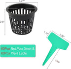 3 Inch Net Pots for Hydroponics 60 Packs with Plant Labels 60Pcs Heavy Duty Wide Mouth Net Cups Slotted Mesh Pot Garden Supplies (3 inch 60 Packs)