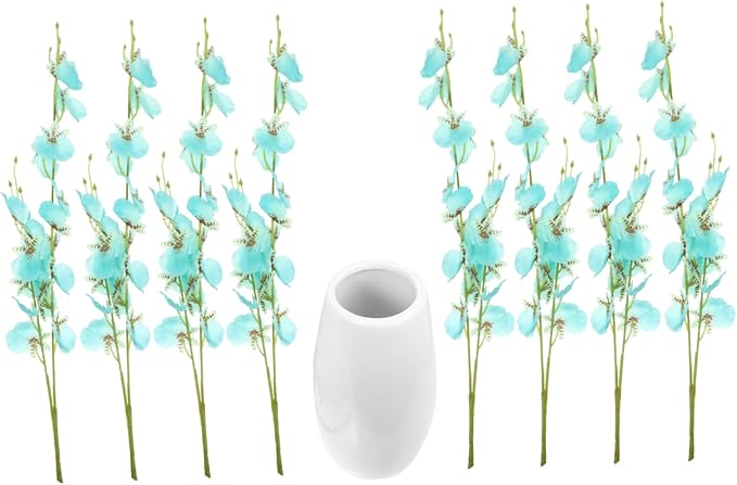 PRETYZOOM 1set Beautiful Silk Orchid Bouquet Vase Decorative Artificial Flowers for Home and Party Decoration for Living Room Bedroom Office