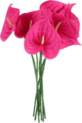 uxcell 8Pcs 11inch Artificial Anthurium Lily Flowers, Permanent Flower Bouquet for Home Arrangements Wedding Festival Decoration Crafts Store Decor Accessories, Rose Red
