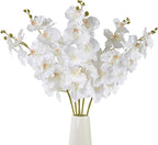6 Pcs Artificial Orchid Stems 33.5" Tall 9 Large Petals Fake White Phalaenopsis Flower Arrangements for Home Wedding Living Room Table Centerpiece Office Table Decor White
