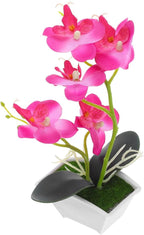 POPETPOP Mini Artificial Orchid Plant in Pot 10.62X8.66X2.16In Realistic Simulated Phalaenopsis Faux Flower for Desk Bathroom Kitchen Decor Small Potted Plant