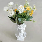 David Statue Vase - 6 Inch Greek Bust Head Aesthetic Planter White Home Decor Roman Style Resin Succulent Flower Planter Pot Sculpture Brushes Holder Makeup Pen Holder