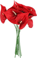 uxcell 8Pcs 11inch Artificial Anthurium Lily Flowers, Permanent Flower Bouquet for Home Arrangements Wedding Festival Decoration Crafts Store Decor Accessories, Dark Red