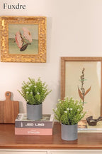 2 Pack Small Desk Plants, Artificial Bathroom Plants Decor with Thyme Flower in Vintage Melamine Pots, Faux Plants Indoor for Shelf Decor in Home Office, and Spring Decor (Ivory)