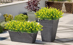 obbsie 36 Bundles Artificial Plants Outdoor, 18.2" UV Resistant Faux Monkey Grass Greenery Stems No Fade Faux Plastic Flowers Shrubs for Home Weddings Garden Porch Front Patio Office Decor - Yellow