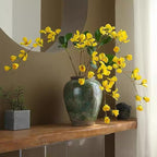 Artificial Flower Decoration Orchid Realistic high-end Bionic Flower Living Room Artificial Flower Living Room TV Cabinet Decoration Ornament Retro Fake Flowers (Yellow 1 Stick)
