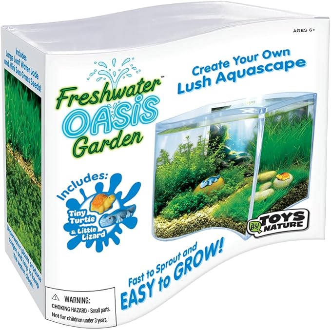 Toys By Nature Freshwater Oasis Garden, Mini Wave Terrarium Kit with Aquatic Seeds and Real Water Plant, Beginner-Friendly Terrariums and Live Indoor Plants Decor