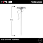 Taylor Soil Testing Thermometer, Gardening Tool for Plant Care, Gardening, Lawn, Farm, Outdoor Use, 4" Inch Stem