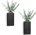 Dahey 2 Pack Wood Wall Planter Vase with Artificial Eucalyptus Farmhouse Wall Hanging Decor Pocket Planter for Indoor Fake Plants Greenery, Living Room Bedroom Kitchen Home Office Decoration, Black