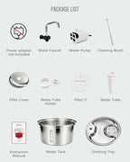Dog Water Fountain Stainless Steel, 7L/1.8Gal Pet Fountain Water Bowl with Multi-Filtration & Deeper Drinking Aera, Large cat Water Fountain with Water Window & LED, Ultra-Quiet
