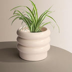 Tiered Bubble Ceramic Plant Pot, Creamy White 6 Inch Ceramic Planter with Drainage Holes, Flower Pot with Mesh Pad, Rubber Plugs, Plante Pots for Indoor Plants Outdoor, Modern Décor