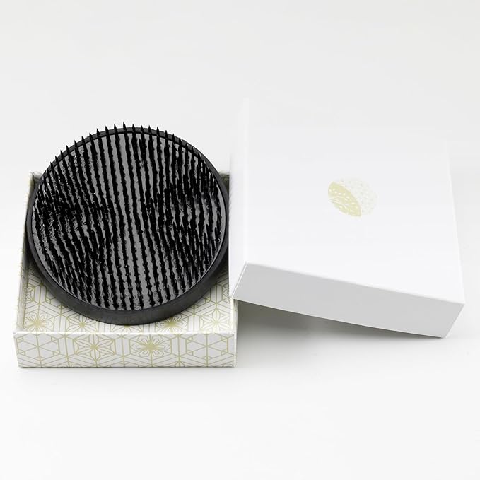 Wazakura Japanese Ikebana Kenzan Flower Holder 89mm (3.5"), Made in Japan, Round Large - Black