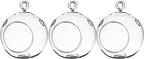 WGV Hanging Terrarium Globe, Width 3", Height 4", DIY Air Succulent Planter, Clear Glass Vase Orb with Flat Bottom, Candle Holder for Windowsill Outdoor Garden Decor, 3 Pieces Bulk