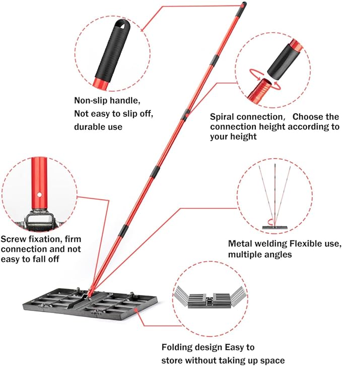 Zenhosit Lawn Leveling Rake - Lawn Leveler with 78" Adjustable Steel Handle, 30"x10" Ground Plate for Yard, Grass, Level Soil, Dirt Ground or Golf Field