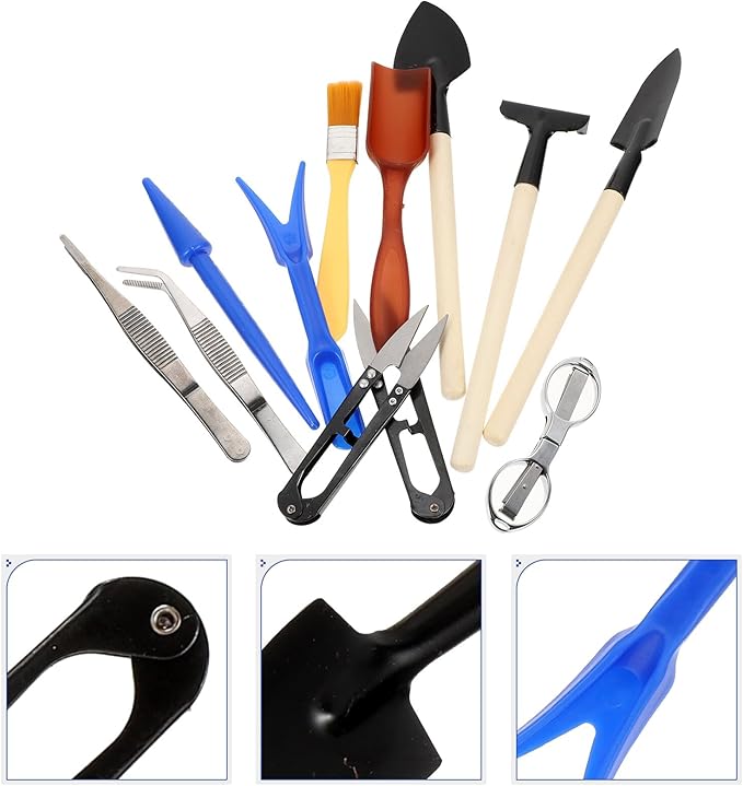 GANAZONO 12pcs Gardening Tool Set for Succulent Planting with Sprayer, Soil Shovels, Pruning Shears, and Flowerpot Accessories – Small Hand Tools for Indoor and Outdoor Garden Care